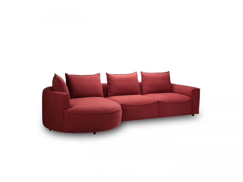 Červená luxusní modulová sedačka Samone s oválným tvarem a polštáři